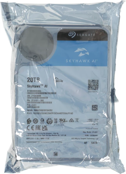 Жесткий диск Seagate SATA-III 20TB ST20000VE003 Surveillance SkyHawkAI 512E (7200rpm) 512Mb 3.5&amp;quot;