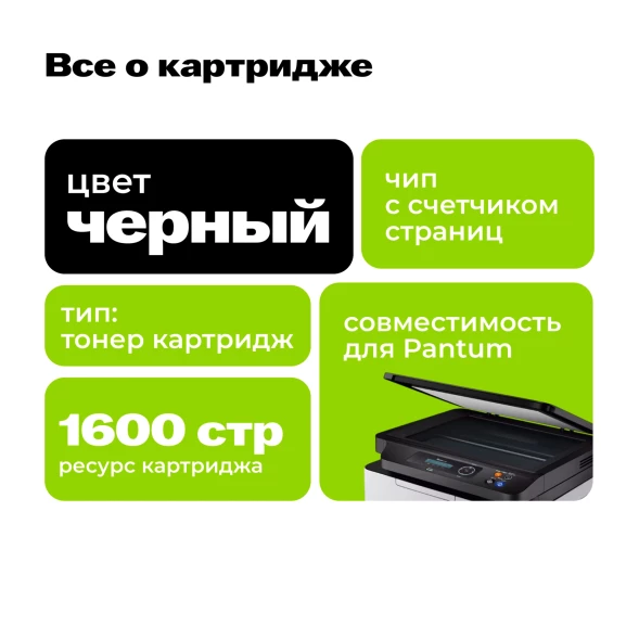 Картридж лазерный Cactus CS-PC-211EV PC-211EV черный (1600стр.) для Pantum M6500/M6500W/M6506NW/M6507/M6507W/M6550W/M6550NW/M6557NW/M6607NW/P2200/P2207/P2500/P2500NW/P2500W/P2506W/P2507/P2516/P2518 с чипом