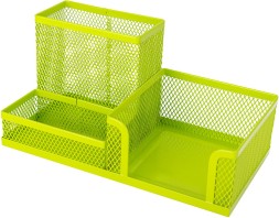 Подставка Deli E9154 3отд. для письменных принадлежностей 80x80x90мм ассорти металл сетка