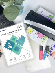 Пленка для ламинирования Heleos 60мкм A4 (60шт) глянцевая 216x303мм LPA4-60-60