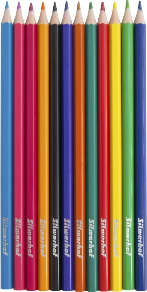 Карандаши цв. Silwerhof Eco 2.6мм шестигран. пластик ассорти 12цв. коробка/европод.