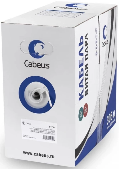 Кабель информационный Cabeus UTP-4P-Cat.5e-SOLID-GY кат.5E U/UTP 4 пары PVC внутренний 305м серый