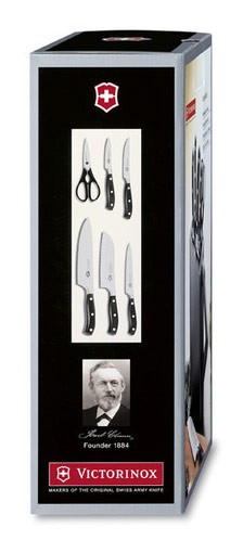 Набор ножей кухон. Victorinox Grand Maitre Cutlery Block (7.7243.6) компл.:6предм. с подставкой черный подар.коробка