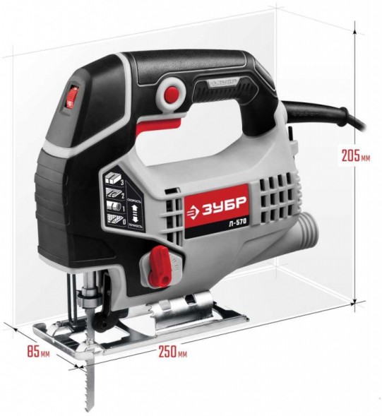 Лобзик Зубр Л-570 +1пил. 570Вт 3000ходов/мин от электросети