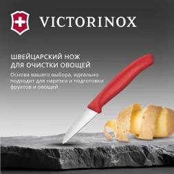 Нож кухонный Victorinox Swiss Classic (6.7301.C1) стальной для чистки овощей и фруктов лезв.60мм прямая заточка красный