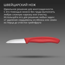 Нож кухонный Victorinox Swiss Classic (6.7301.C1) стальной для чистки овощей и фруктов лезв.60мм прямая заточка красный