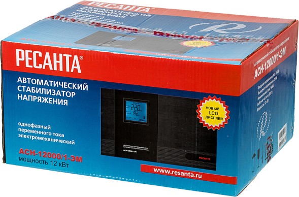 Стабилизатор напряжения Ресанта АСН-12000/1-ЭМ однофазный серый (63/1/17)