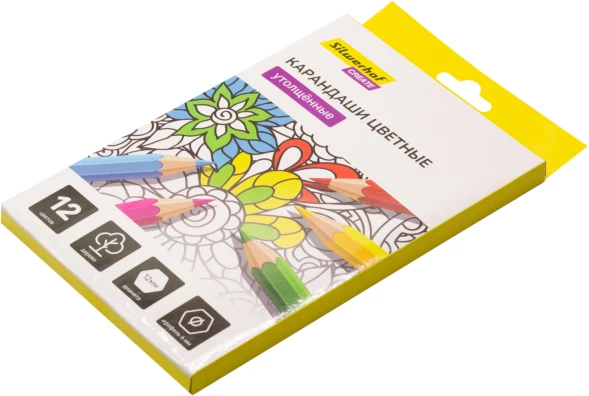 Карандаши цв. Silwerhof Create Jumbo 6мм шестигран. дерево ассорти 12цв. коробка/европод.