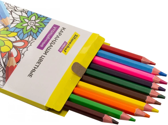 Карандаши цв. Silwerhof Create Jumbo 6мм шестигран. дерево ассорти 12цв. коробка/европод.