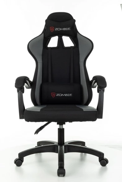 Кресло игровое Zombie Rudger черный/серый с подголов. крестов. пластик