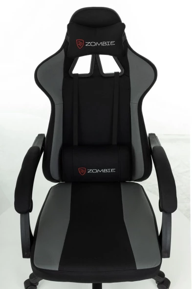 Кресло игровое Zombie Rudger черный/серый с подголов. крестов. пластик