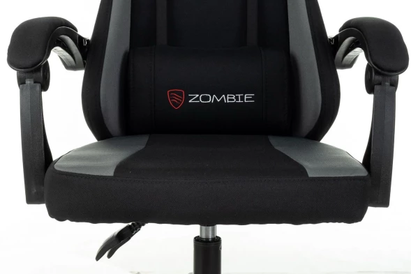Кресло игровое Zombie Rudger черный/серый с подголов. крестов. пластик