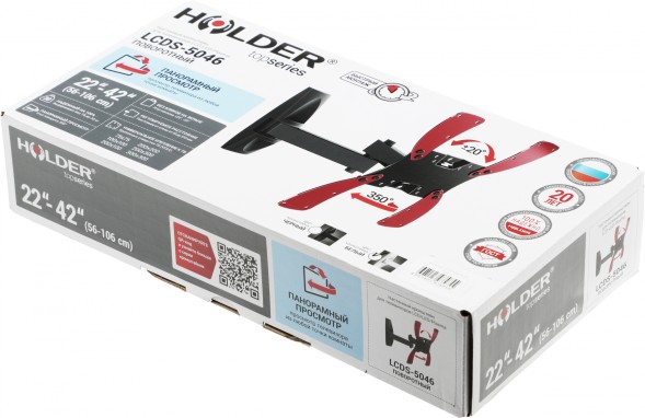 Кронштейн для телевизора Holder LCDS-5046 белый 22&amp;quot;-42&amp;quot; макс.30кг настенный поворот и наклон