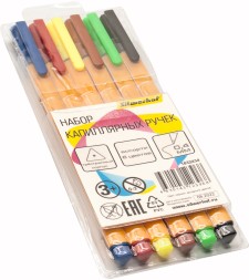 Набор ручек капилляр. Silwerhof ассор. черн. индив. пак.ев. (6шт) игловидный пиш. наконечник линия 0.4мм треугол.