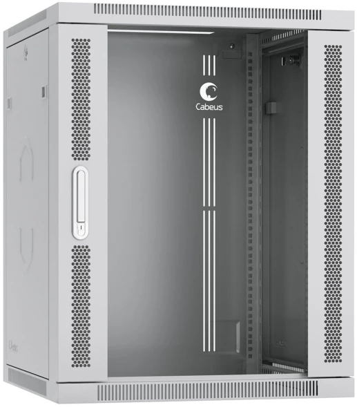 Шкаф коммутационный Cabeus (SH-05F-15U60/60-R) настенный 15U 600x600мм пер.дв.стекл 50кг серый 540мм 32кг 220град. 769мм IP20 сталь