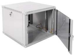 Шкаф коммутационный ЦМО ШРН-ЭКОНОМ (ШРН-Э-9.650) настенный 9U 600x650мм пер.дв.стекл 65кг серый 600мм 20.7кг 180град. 480мм