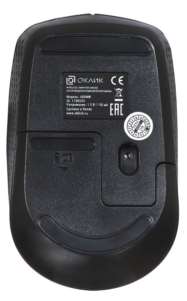 Мышь Оклик 486MW черный оптическая (1600dpi) беспроводная USB для ноутбука (3but)