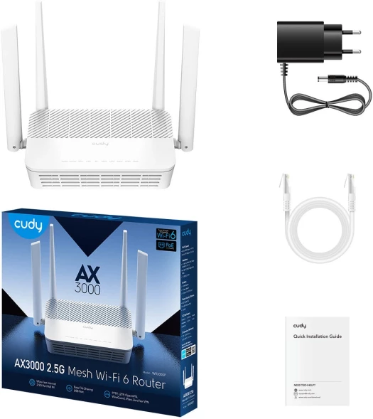 Роутер беспроводной Cudy WR3000P AX3000 100/1000/2500BASE-T белый