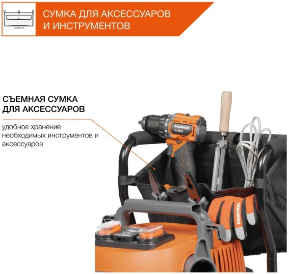Строительный пылесос Daewoo DAVC 6030S 3200Вт (уборка: сухая/сбор воды/выдув) серебристый
