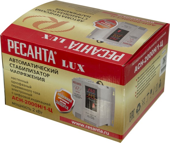 Стабилизатор напряжения Ресанта АСН-2000Н/1-Ц 2кВА однофазный серый (63/6/15)