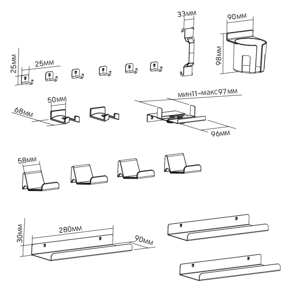 Лотки Cactus CS-GMPB-SET1 светло-серый
