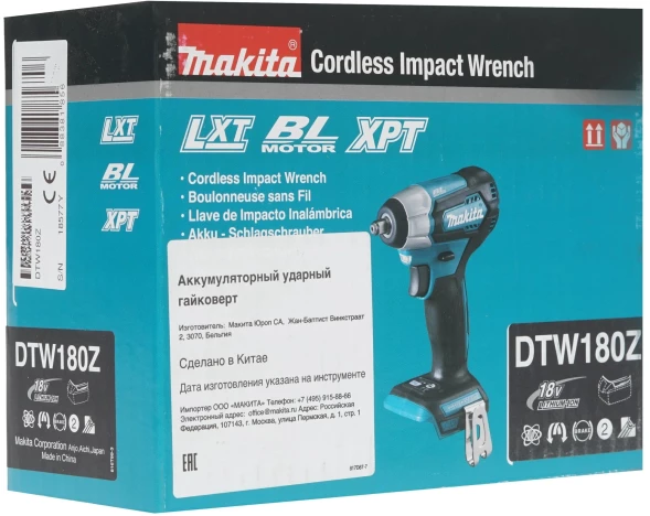 Гайковерт Makita DTW180Z аккум. патрон:квад.3/8&amp;quot;
