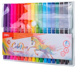 Фломастеры Deli EC10013 ColoRun Вентилируемый 18цв. пакет с европодвесом