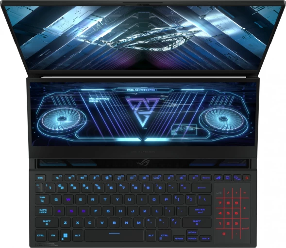 Ноутбук Asus ROG Zephyrus Duo 16 GX650PY-NM083W Ryzen 9 7945HX 32Gb SSD2Tb NVIDIA GeForce RTX4090 16Gb 16&amp;quot; IPS WQXGA (2560x1600) Windows 11 Home black WiFi BT Cam (90NR0BI1-M004V0)
