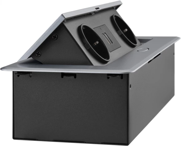 Розетка Cactus CS-SOCKET-EU/USBA-GY для столешницы 26.5x11.8x6.5см серый