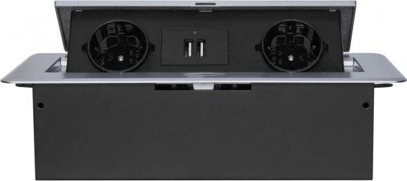 Розетка Cactus CS-SOCKET-EU/USBA-GY для столешницы 26.5x11.8x6.5см серый