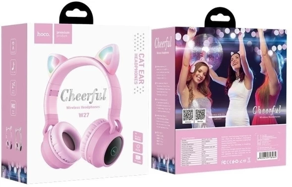 Гарнитура накладные Hoco W27 Cat серый беспроводные bluetooth накладные (18457)