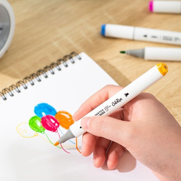 Набор маркеров для скетчинга Deli EC187-36 ColoRun 11мм 150мм трехгр. двойной пиш. наконечник 1-5мм 36цв. ассорти пластиковая коробка (36шт.)