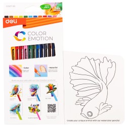 Карандаши цв. Deli EC00700 Color Emotion акварель. липа 12цв. коробка/европод.