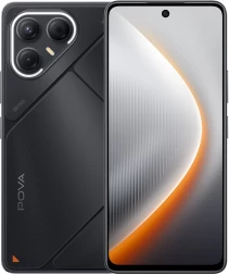 Смартфон Tecno Pova 7 5G 256Gb 8Gb черный моноблок 3G 4G 2Sim 6.78&amp;quot; 1080x2460 Android 15 50Mpix 802.11 a/b/g/n/ac/ax NFC GPS GSM900/1800 Protect microSD max1024Gb
