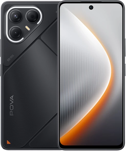 Смартфон Tecno Pova 7 5G 256Gb 8Gb черный моноблок 3G 4G 2Sim 6.78&amp;quot; 1080x2460 Android 15 50Mpix 802.11 a/b/g/n/ac/ax NFC GPS GSM900/1800 Protect microSD max1024Gb