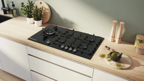 Газовая варочная поверхность Bosch PRS9A6H40 черный