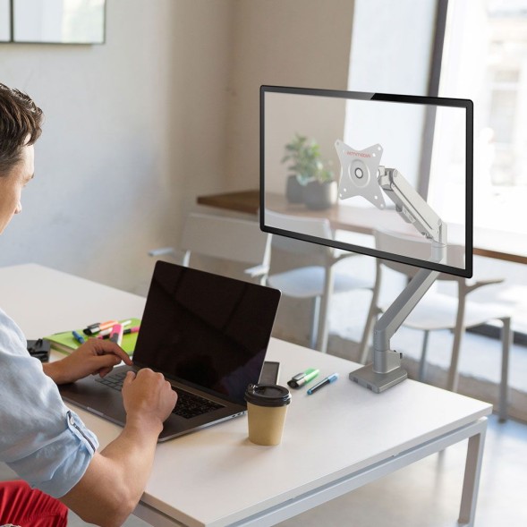 Кронштейн для мониторов Arm Media LCD-T35 серебристый 17&amp;quot;-34&amp;quot; макс.9кг настольный поворот и наклон верт.перемещ.