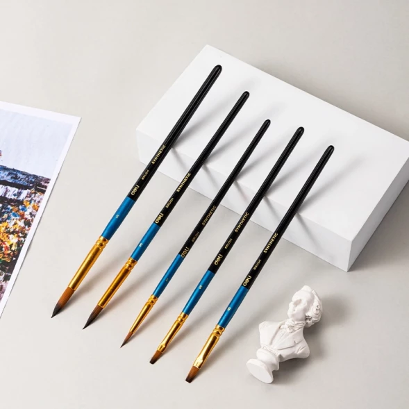 Набор кистей Deli EC406 синтетика (наб.5шт) синт.кругл.№1,3,5/синт.плос.№5,8