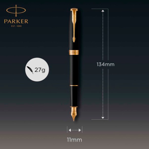 Ручка перьев. Parker Sonnet Core F528 (CW1931516) Matte Black GT F сталь нержавеющая подар.кор.