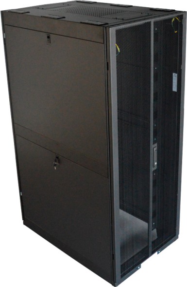 Шкаф коммутационный Lanmaster (LAN-DC-CBP-48UX8X12) напольный 48U 800x1200мм пер.дв.перфор. задн.дв.перфор.2-хст. 1500кг черный