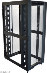 Шкаф коммутационный Lanmaster (LAN-DC-CBP-48UX8X12) напольный 48U 800x1200мм пер.дв.перфор. задн.дв.перфор.2-хст. 1500кг черный