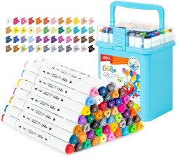 Набор маркеров для скетчинга Deli EC187-48 ColoRun 11мм 150мм трехгр. двойной пиш. наконечник 1-5мм 48цв. ассорти пластиковая коробка (48шт.)