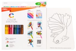 Карандаши цв. Deli EC00720 Color Emotion акварель. липа 24цв. коробка/европод. (24шт)