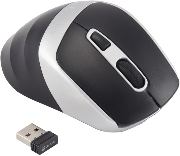 Мышь Оклик 516MW черный/серебристый оптическая 1600dpi silent беспров. BT/Radio USB для ноутбука 6but (1978689)