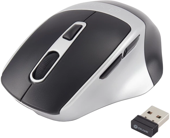 Мышь Оклик 516MW черный/серебристый оптическая 1600dpi silent беспров. BT/Radio USB для ноутбука 6but (1978689)