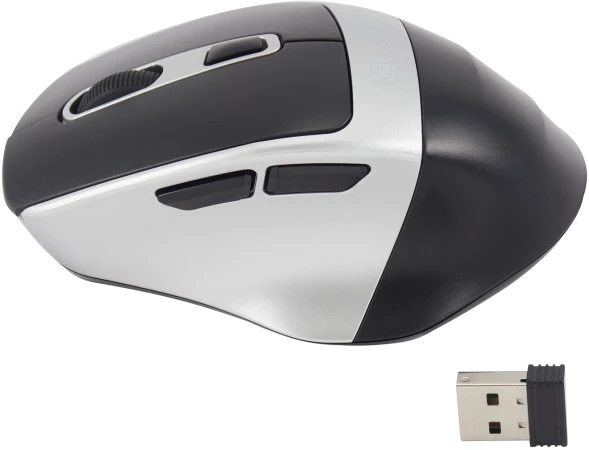 Мышь Оклик 516MW черный/серебристый оптическая 1600dpi silent беспров. BT/Radio USB для ноутбука 6but (1978689)