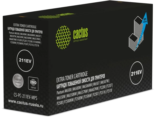 Картридж лазерный Cactus CS-PC-211EV-MPS PC-211EV черный (6000стр.) для Pantum M6500/M6500W/M6506NW/M6507/M6507W/M6550W/M6550NW/M6557NW/M6607NW/P2200/P2207/P2500/P2500NW/P2500W/P2506W/P2507/P2516/P2518 с чипом