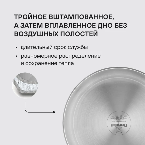 Сковорода Rondell Prime RDS-1677 круглая 26см покрытие: Eclipse ручка несъемная (без крышки) стальной