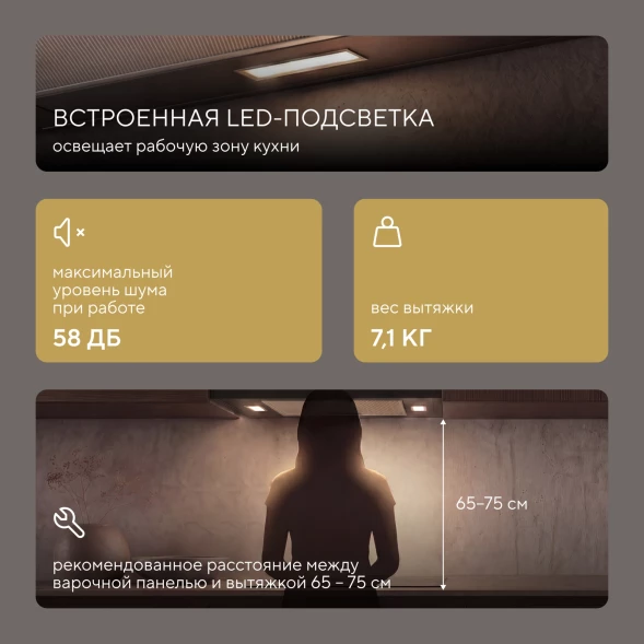 Вытяжка встраиваемая Hyundai HBH 6233 W белый управление: механическое (1 мотор)