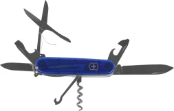 Нож перочинный Victorinox Huntsman (1.3713.T2) 91мм 15функц. синий полупрозрачный карт.коробка
